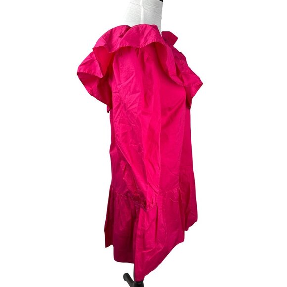 English Factory Women's Long Sleeve V Ruffled Mini Dress Berry Size XS - Picture 5 of 11